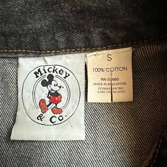 Vintage 90s Mickey & Co. Black Denim Vest Mickey Mouse Biker Rock Disney Size S - Picture 6 of 6